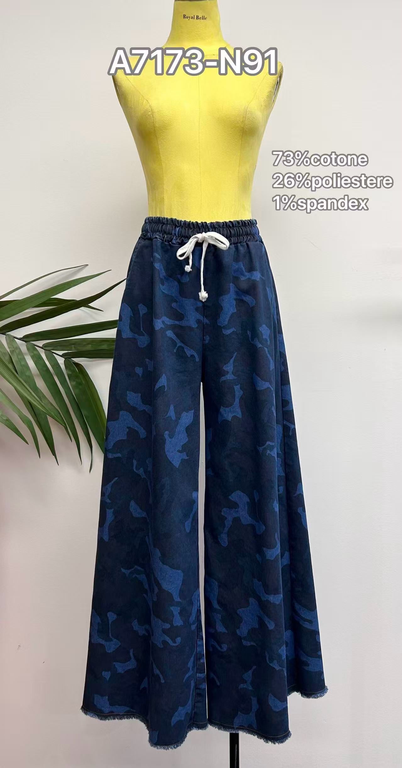 Kalhoty Wide Leg s maskáčovým vzorem