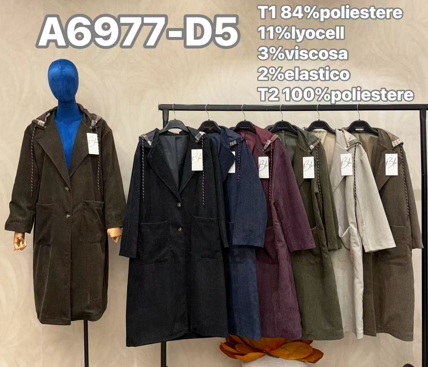 Kabát ke kolenům s klopami