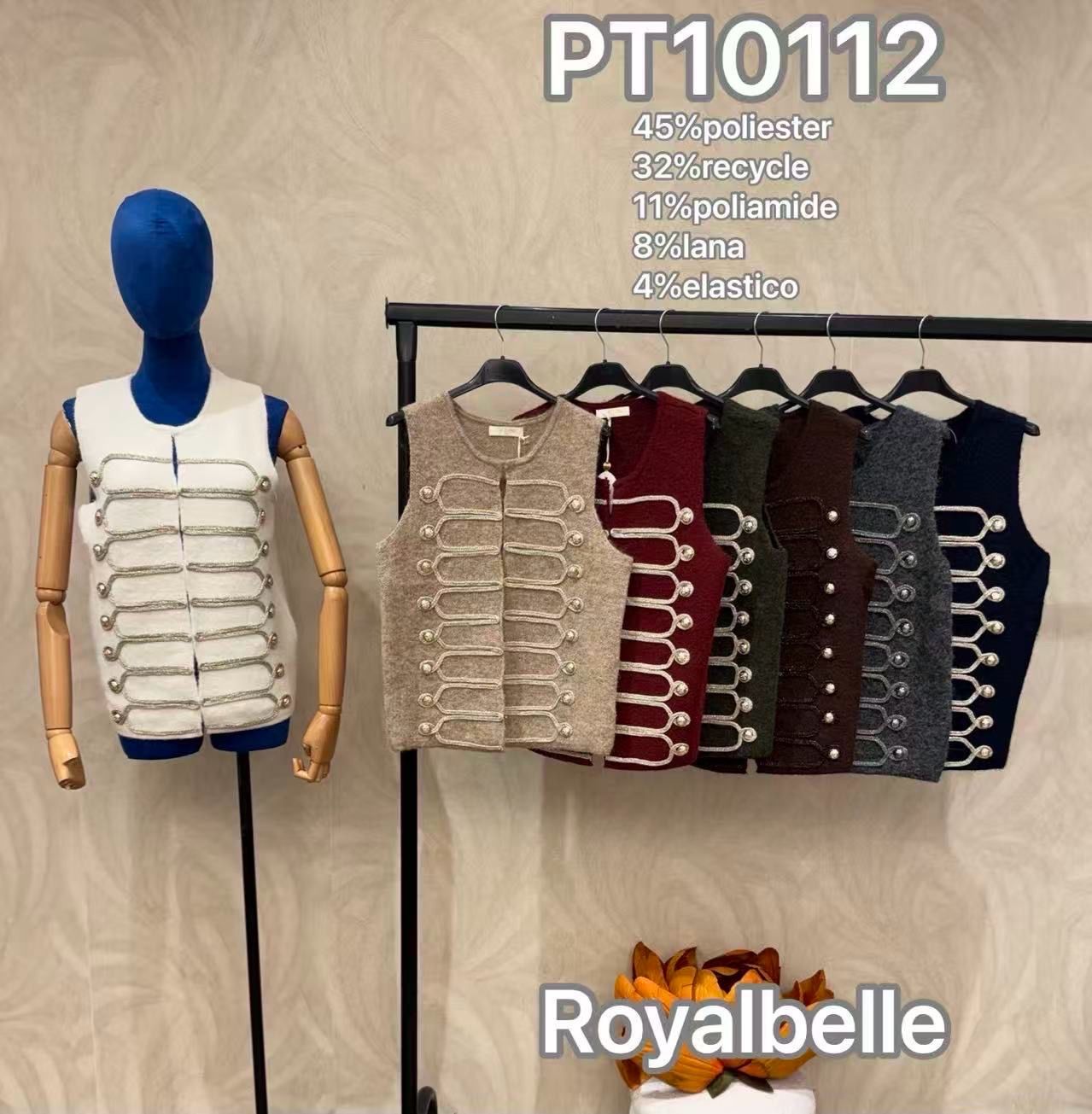 Přímá vesta s ozdobnými knoflíky