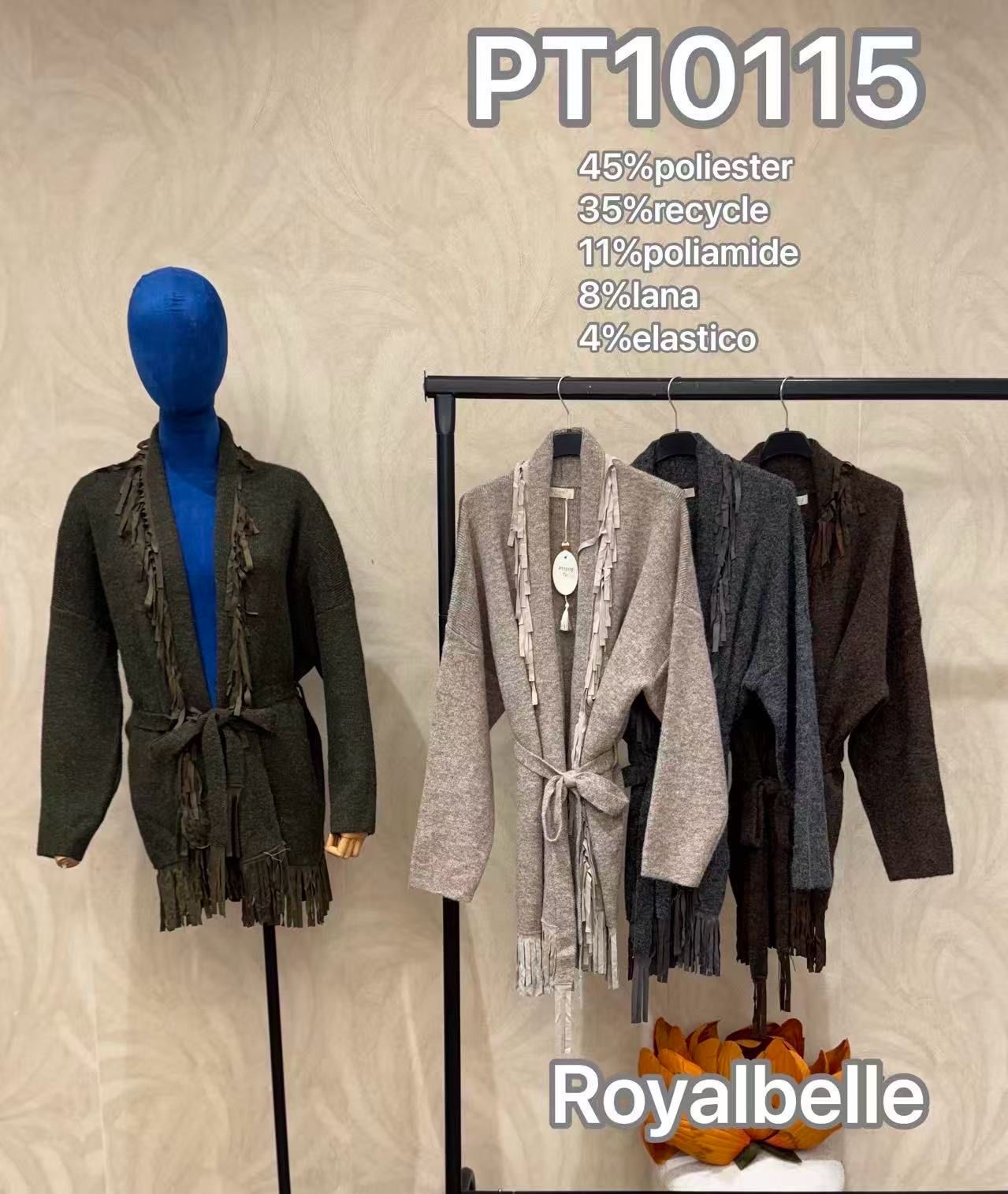 Prodloužený kardigan s třásněmi