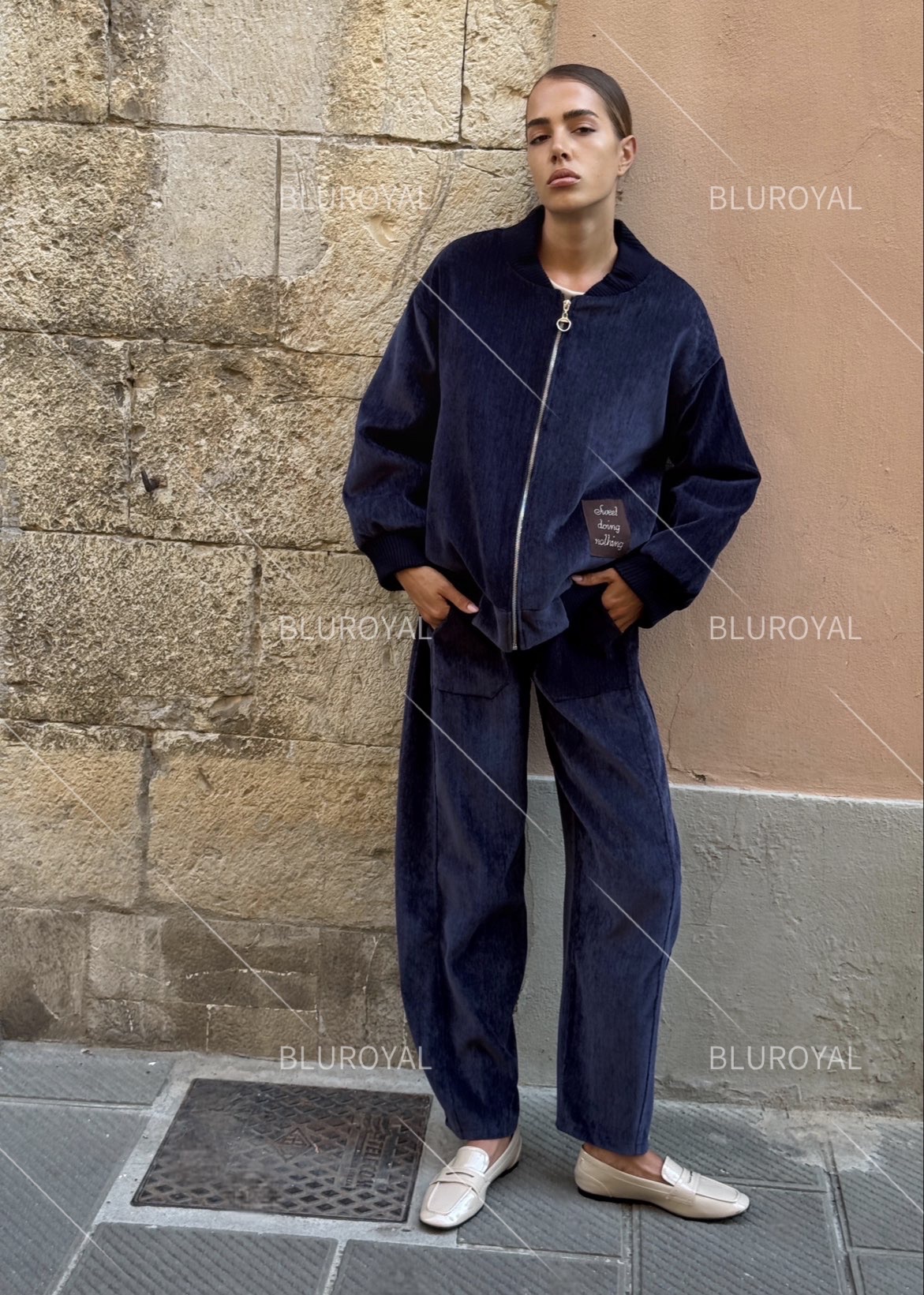Oversize džínová bunda se stojáčkem