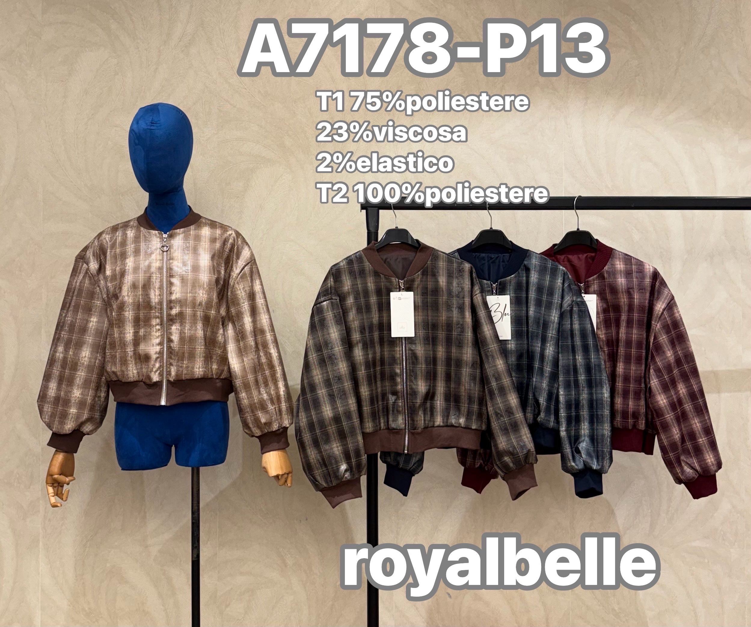 Oversize bomber bunda v kostkovaném vzoru