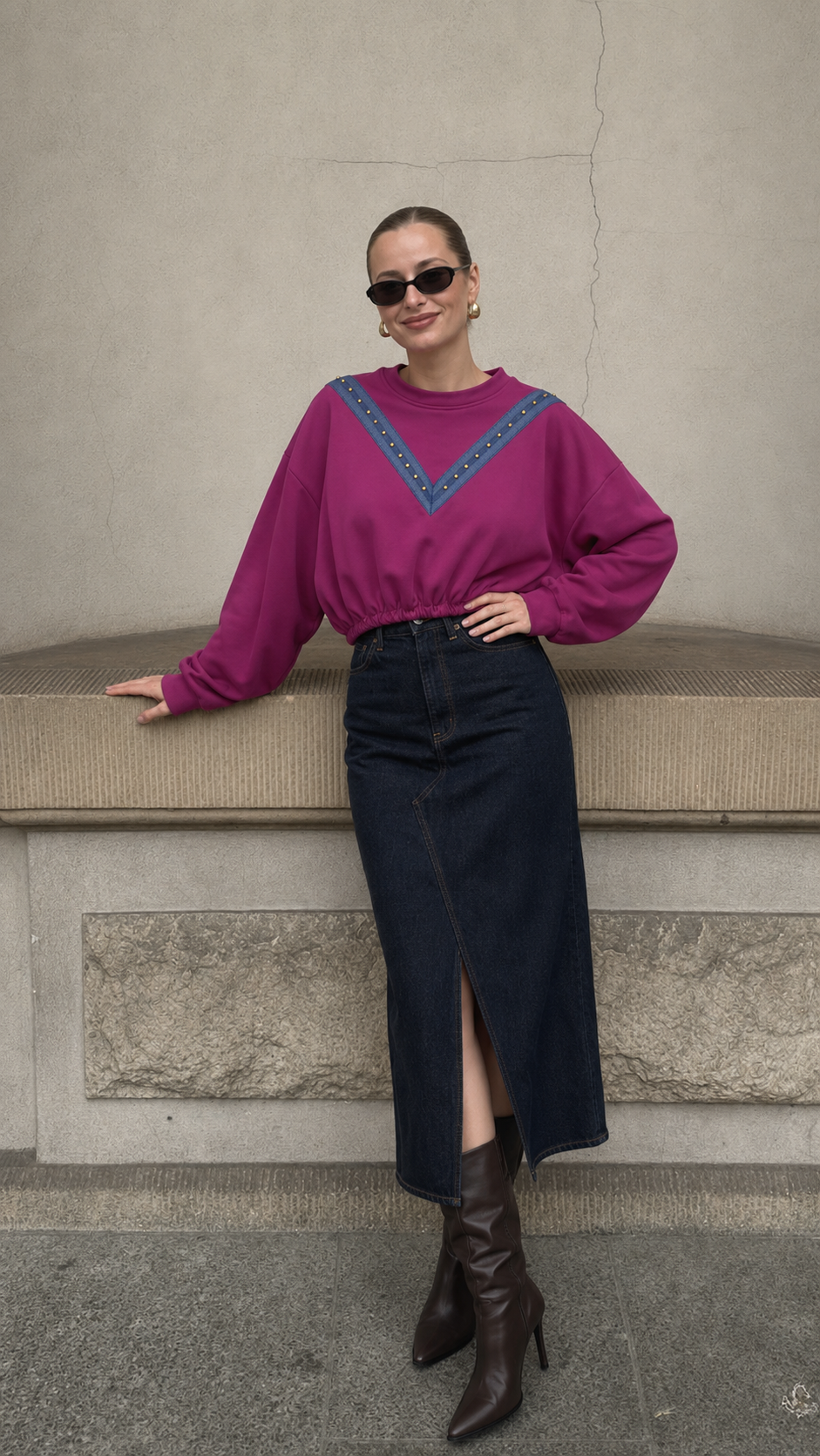 Oversize mikina s V panelem