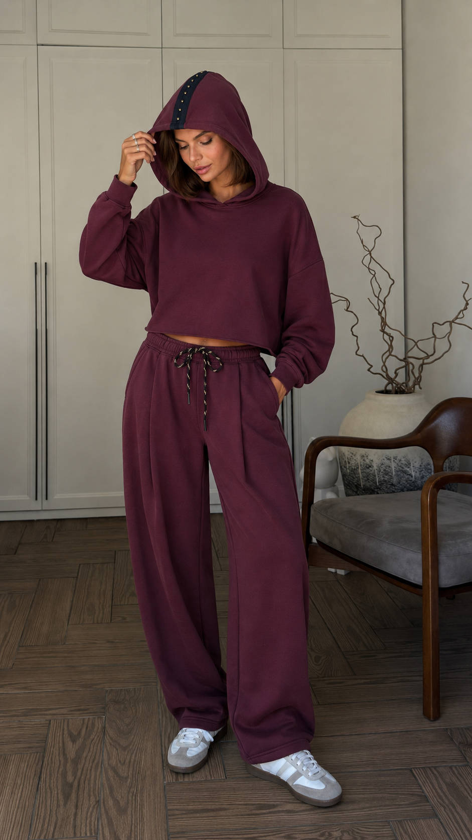 Oversize krátká mikina s kapucí