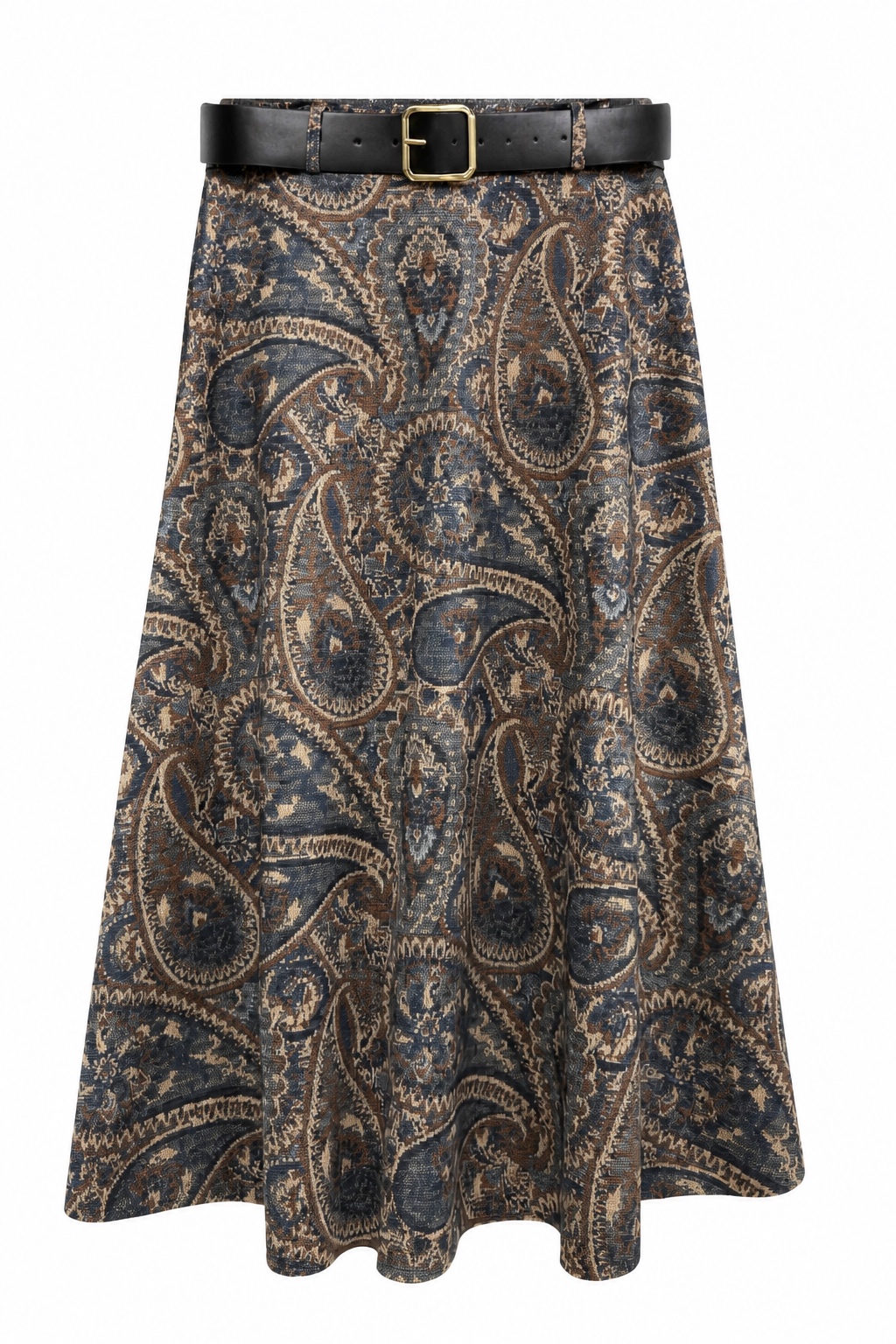 Midi rozšířená sukně s paisley vzorem