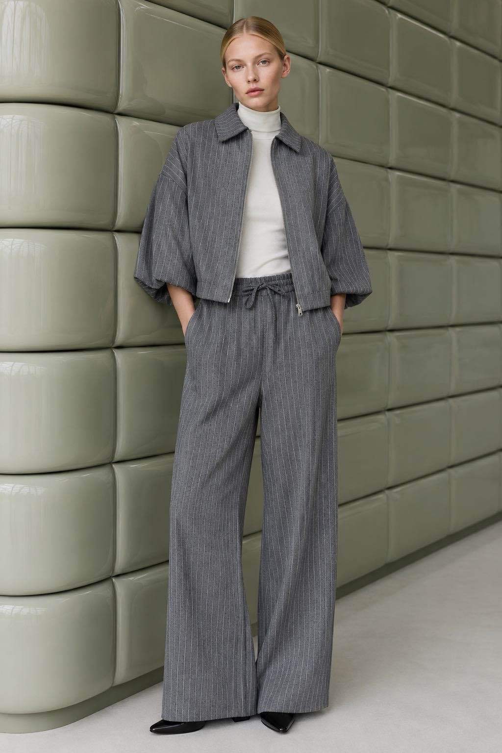 Kalhoty Wide Leg s Prouzky