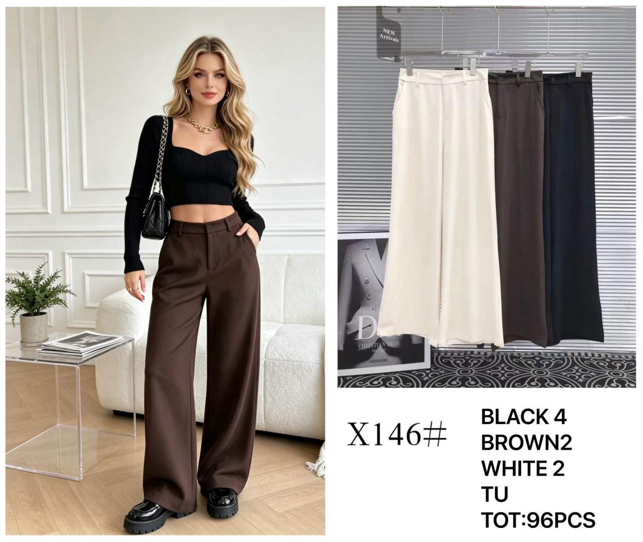 Kalhoty Wide Leg s Předním Skladem