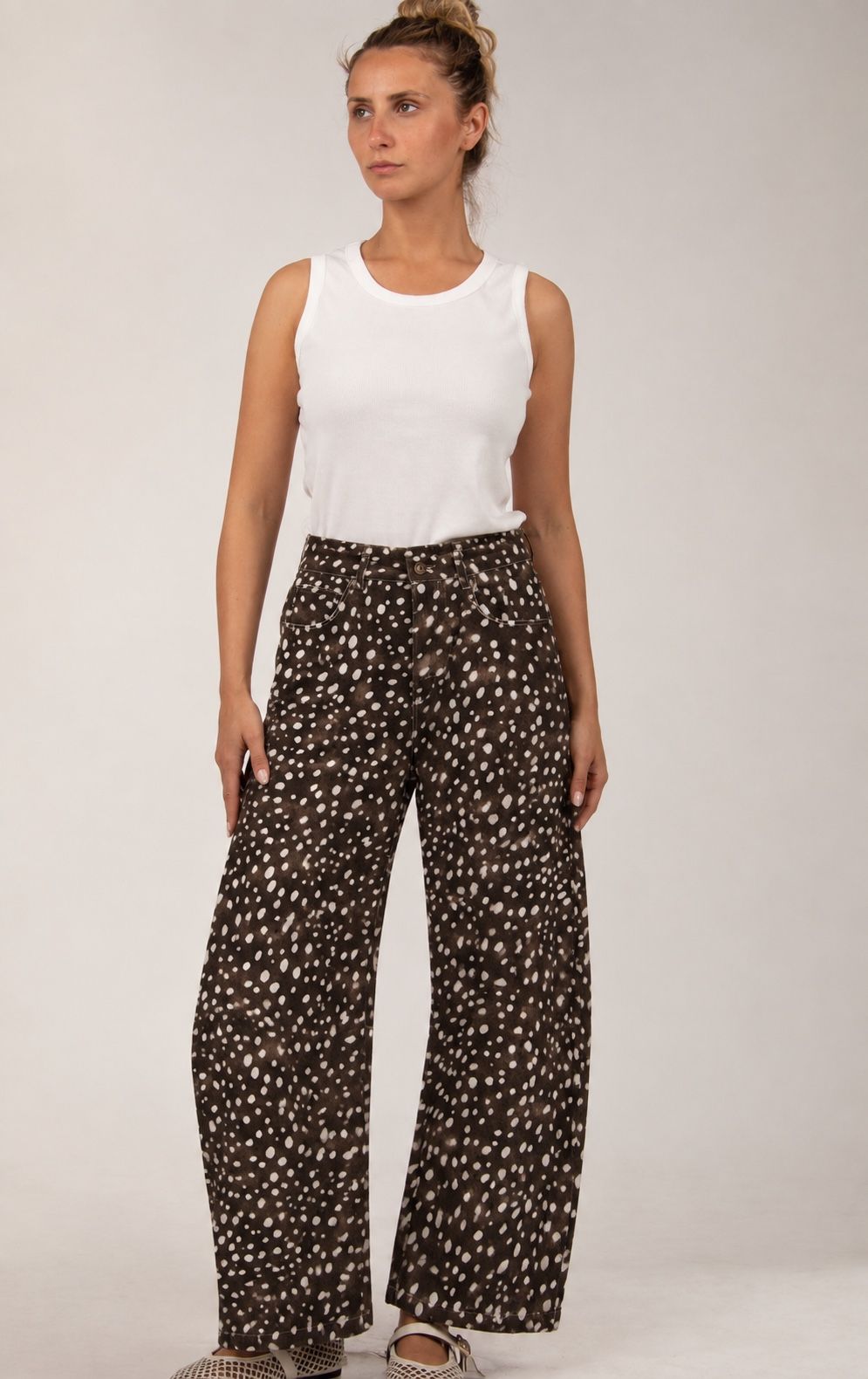 Kalhoty Wide Leg s leopardím potiskem