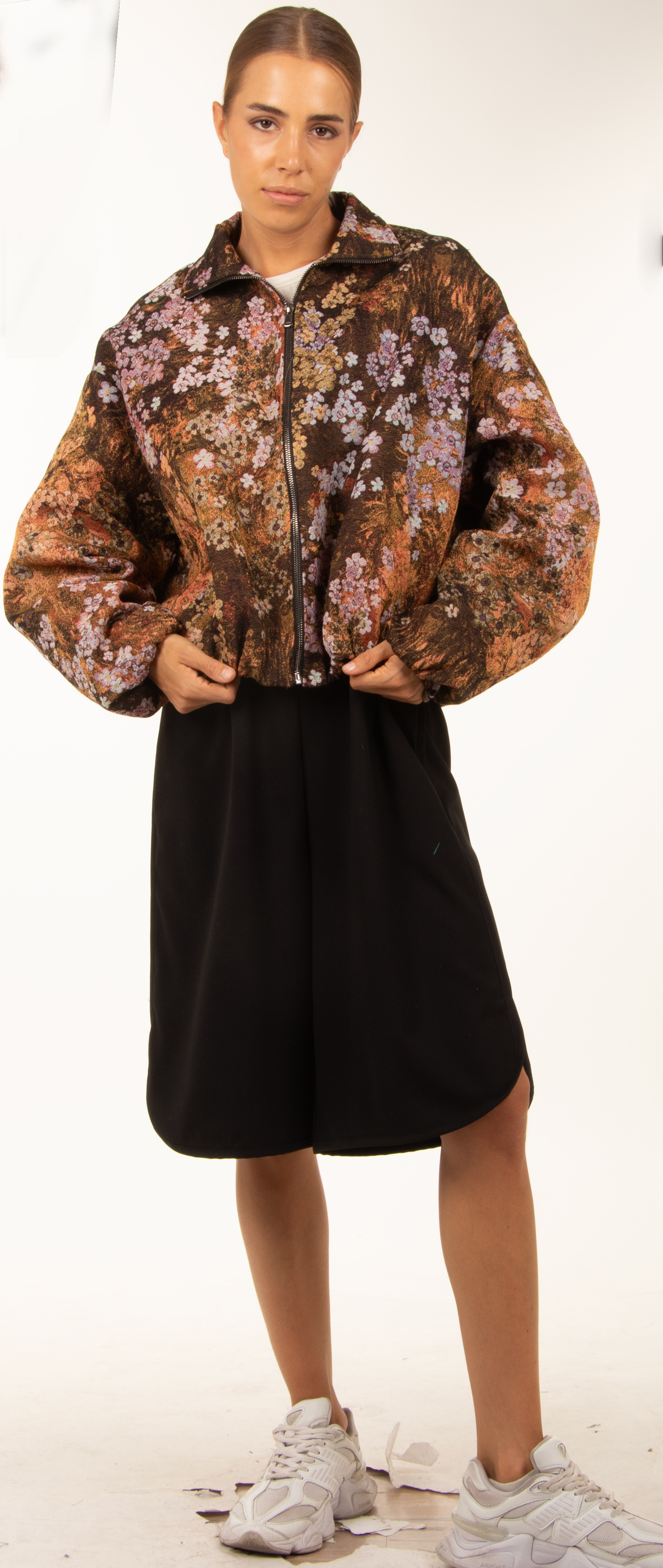 Oversized květinová bomber bunda