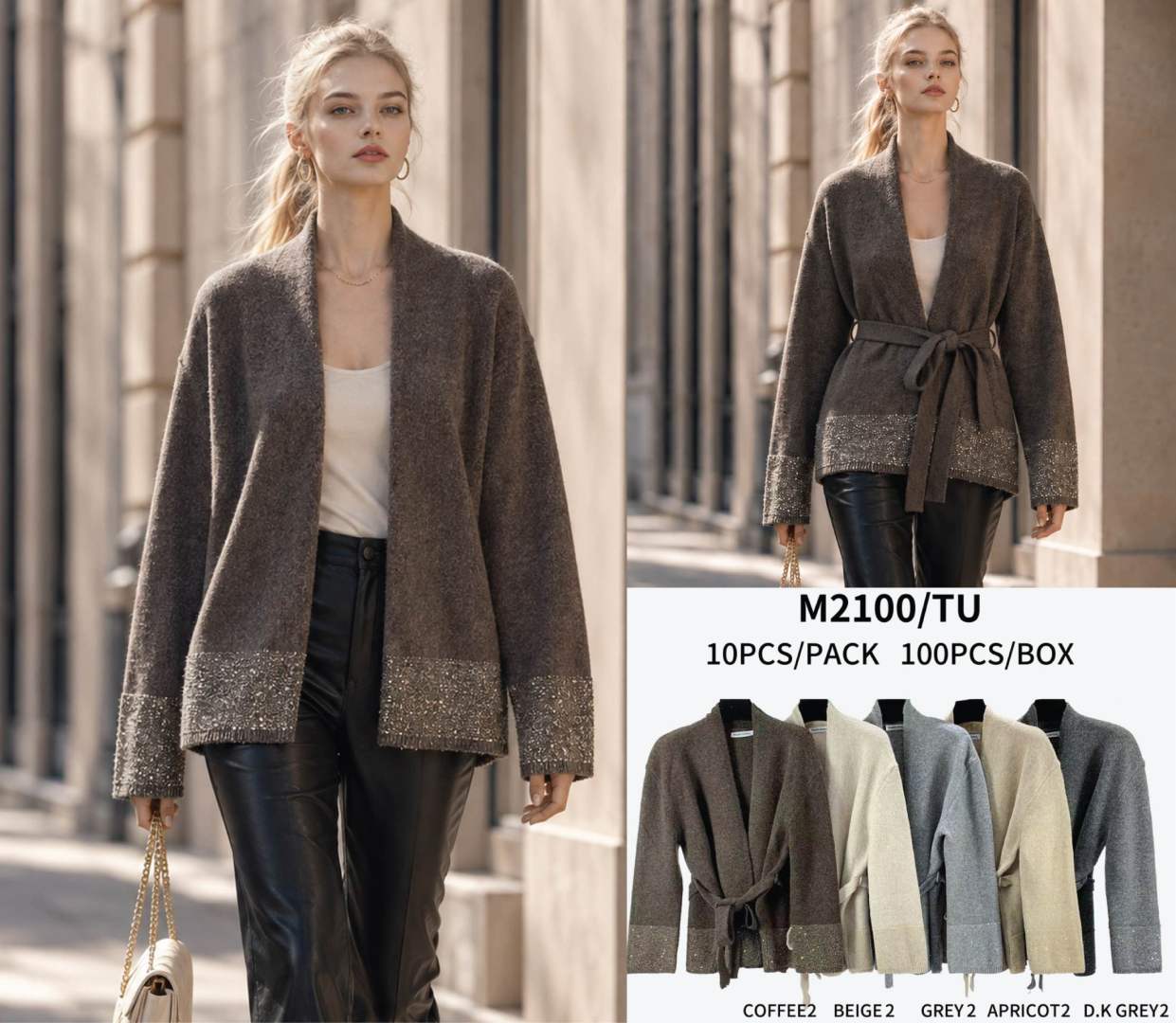 Cardigan s páskem v pase