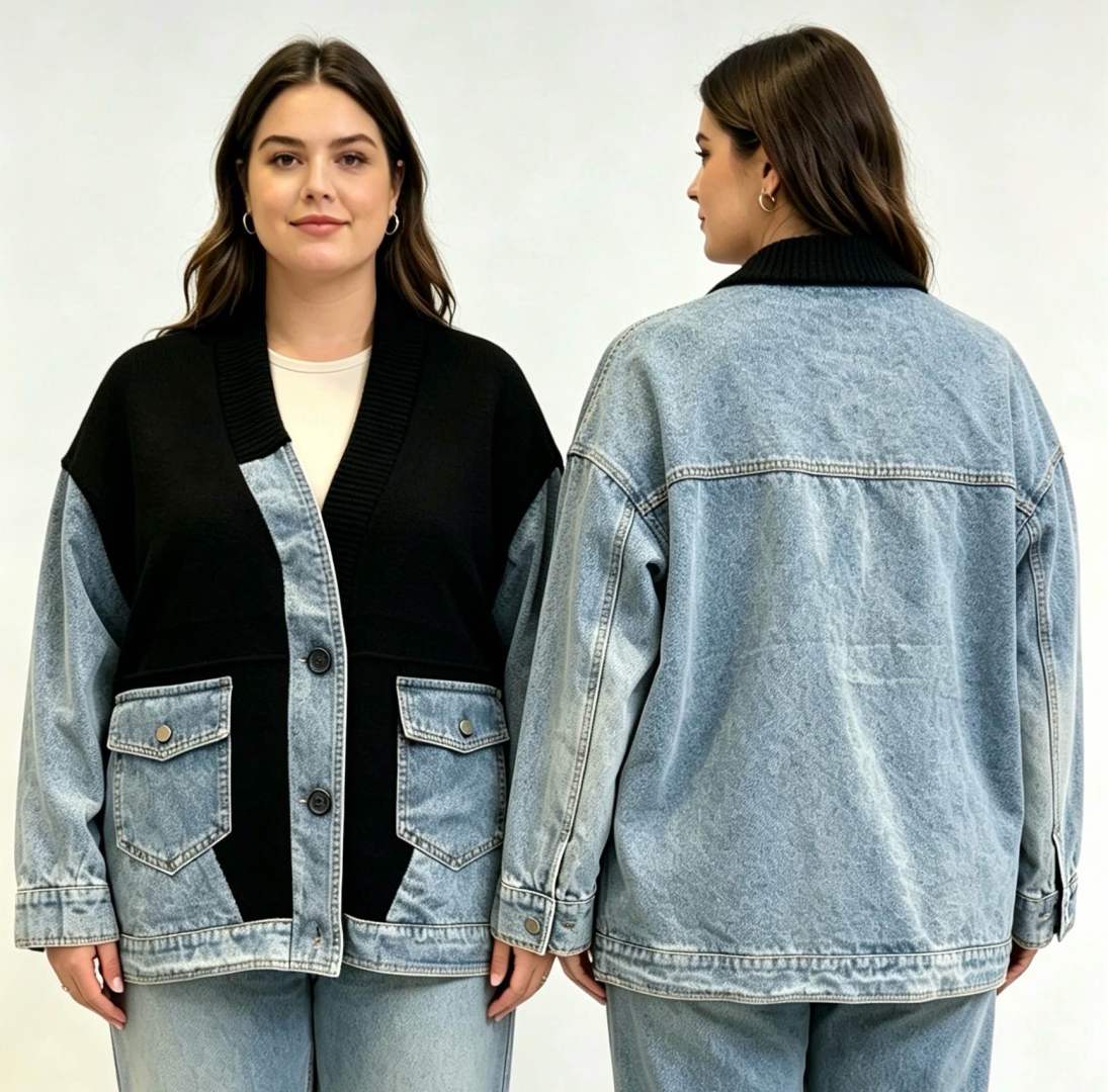 Oversize denimová bunda s kapsami