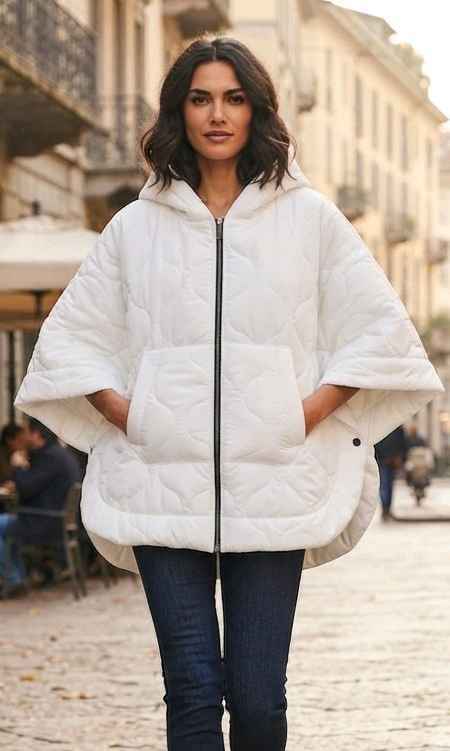 Prodloužená prošívaná bunda s kapucí — oversize