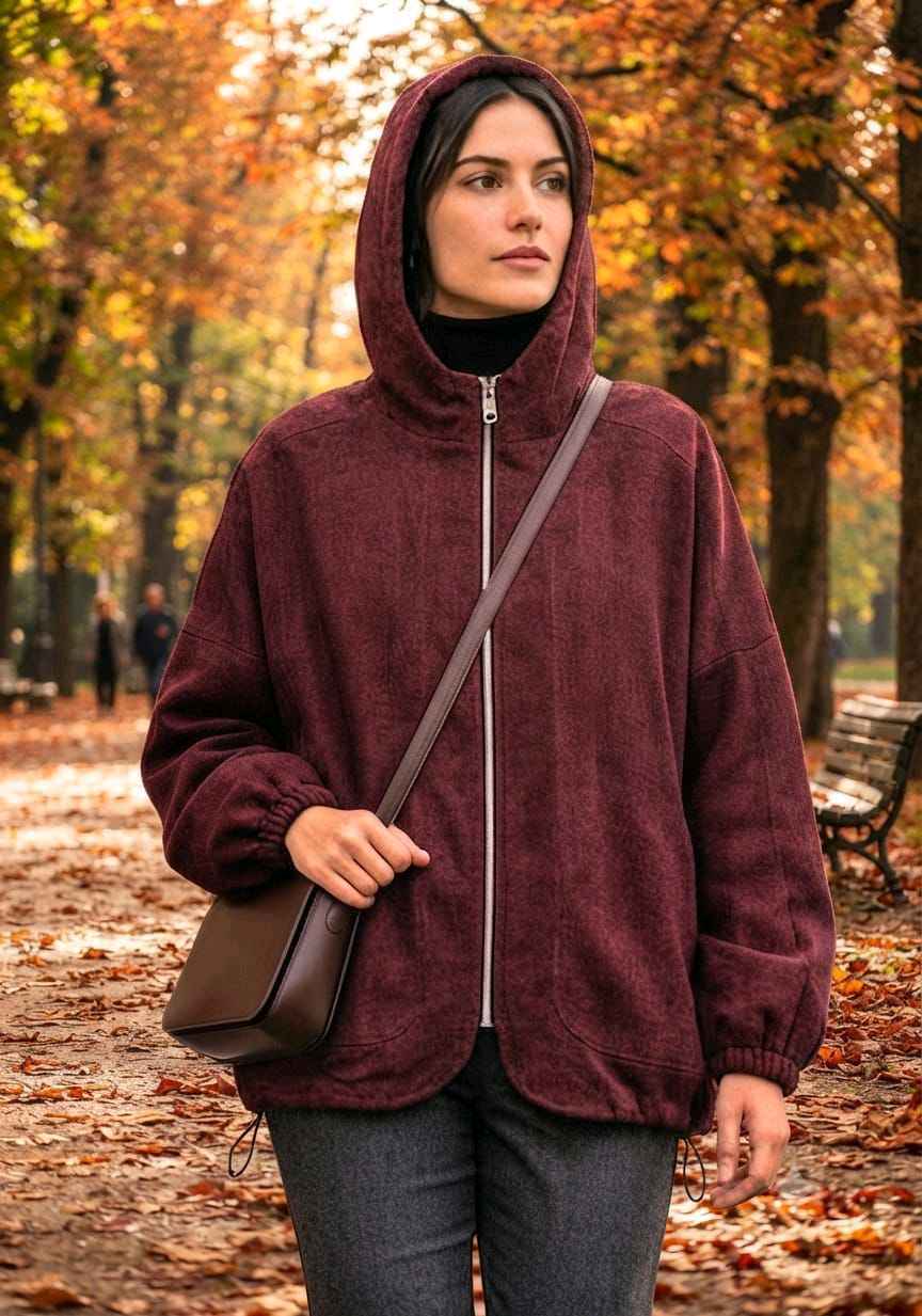 Oversize bunda s kapucí