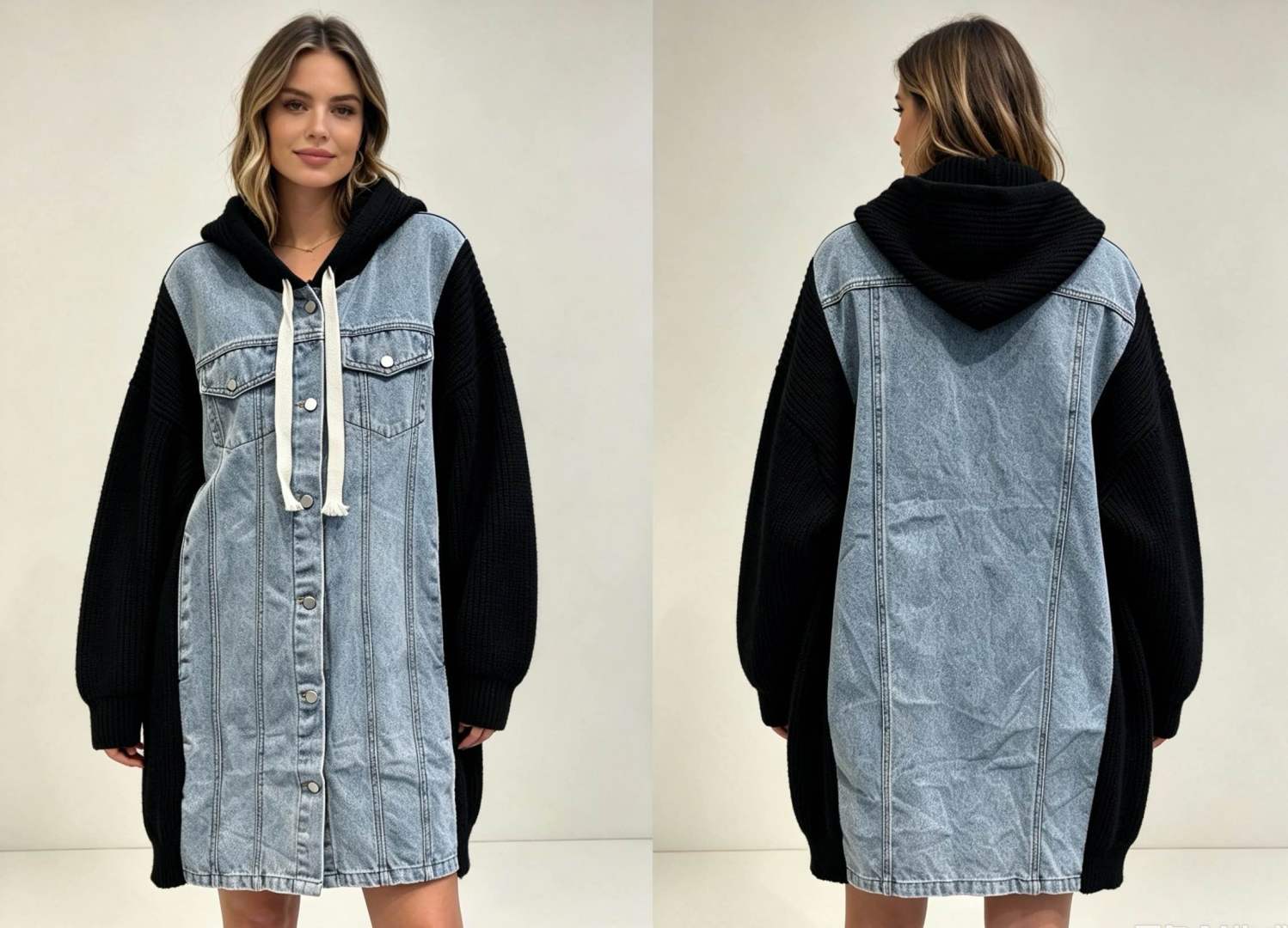 Oversize kabát s kapucí