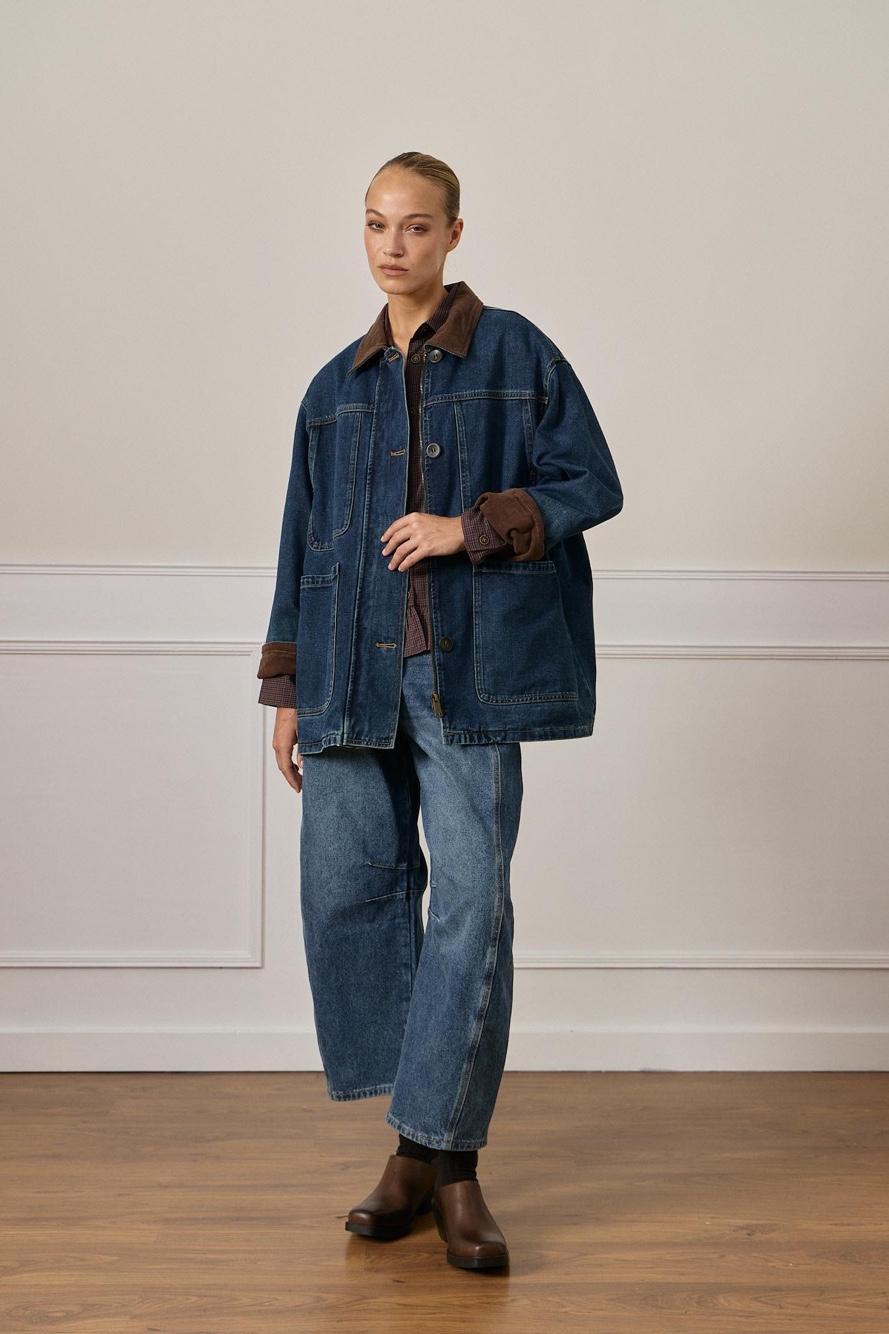 Oversize džínová bunda se košilovým límcem