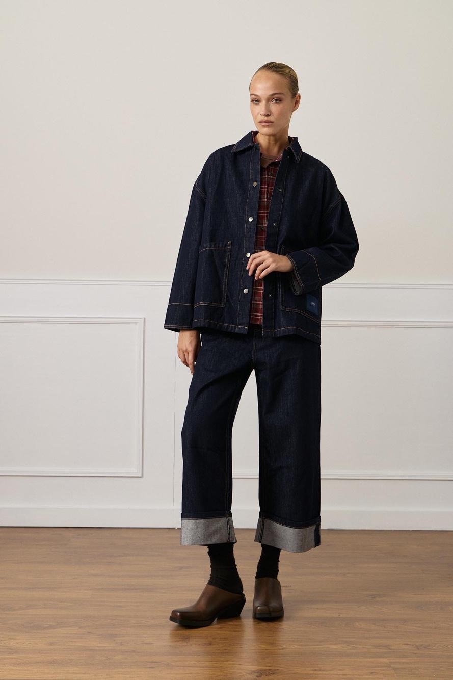 Oversize džínová bunda se košilovým límcem