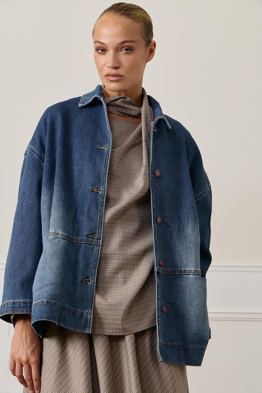 Oversize denimová košilová bunda