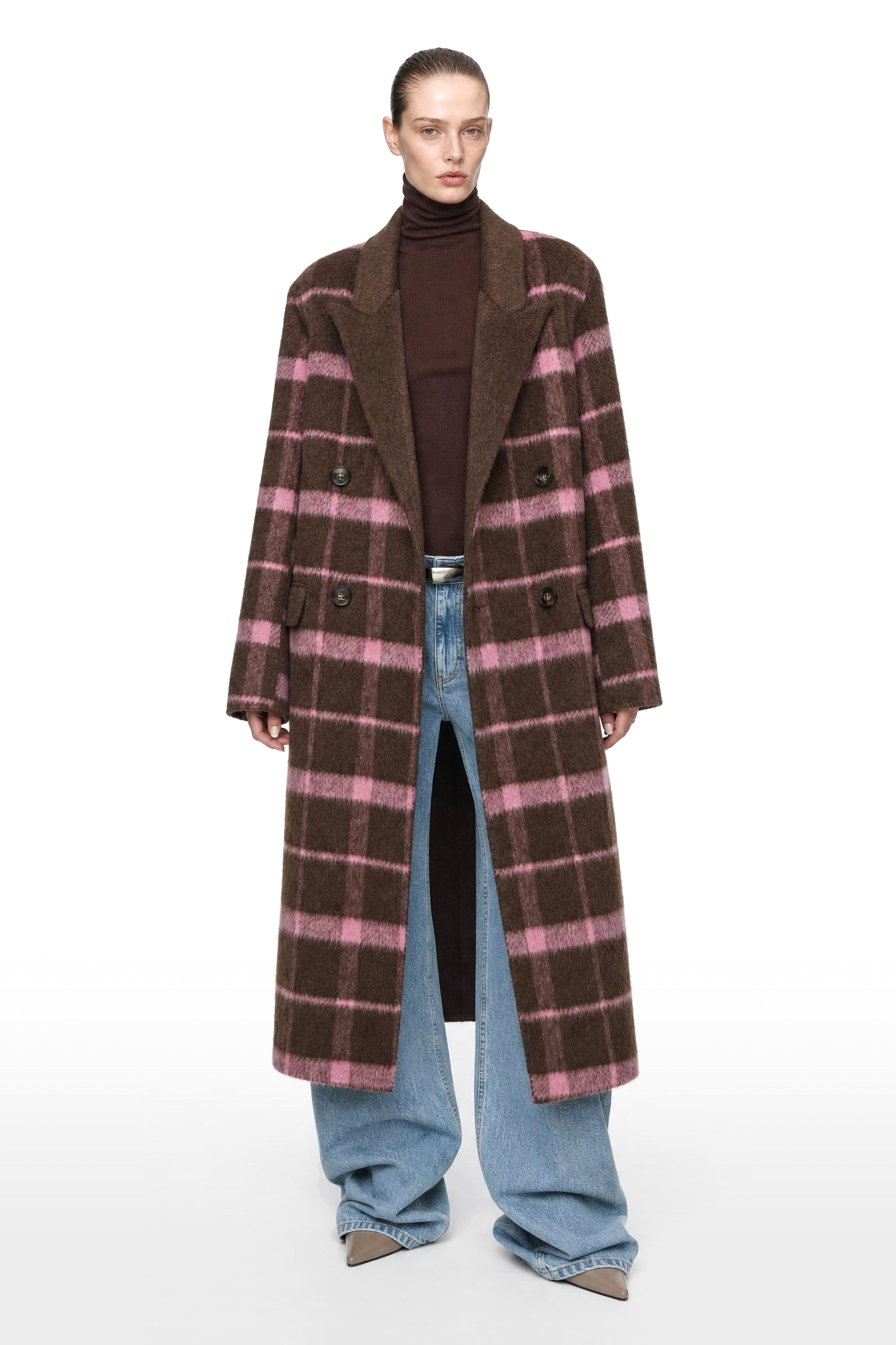 Oversize maxi kabát se širokými klopami