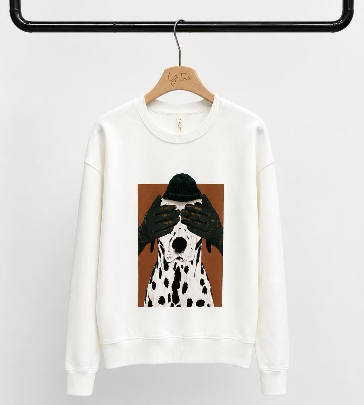Volná mikina crewneck s potiskem